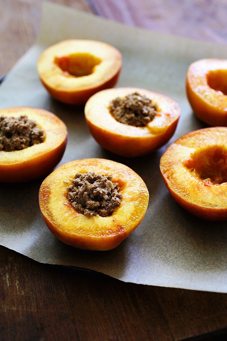 Peaches with walnut stuffing