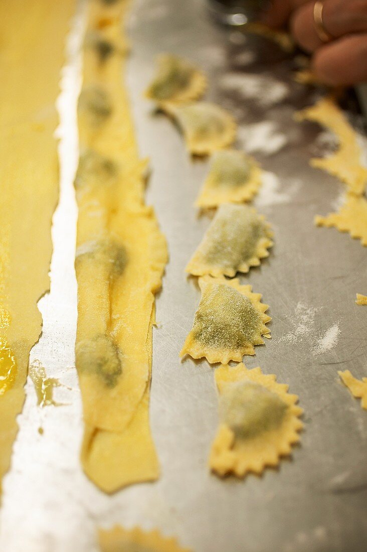 Making home-made ravioli