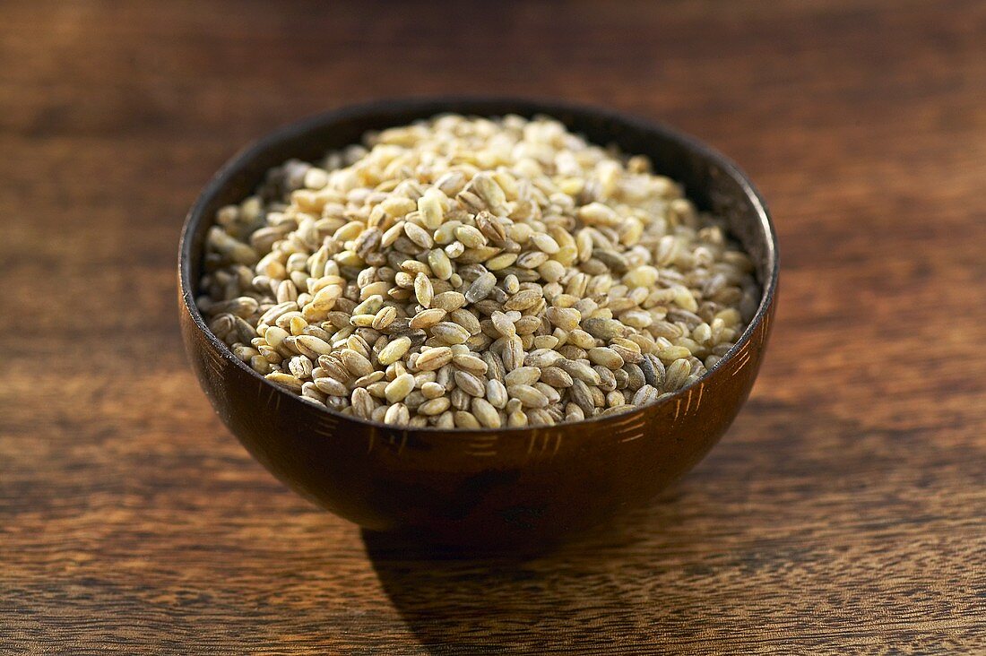 Hulled barley in a small bowl