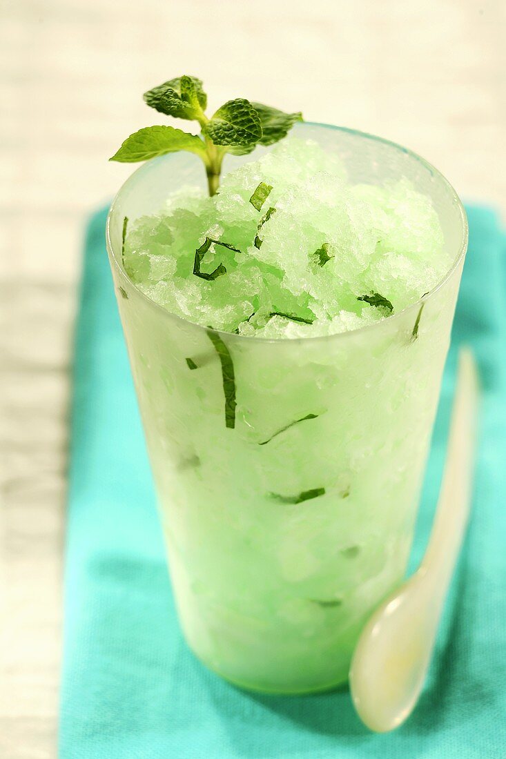 Peppermint granita in a glass