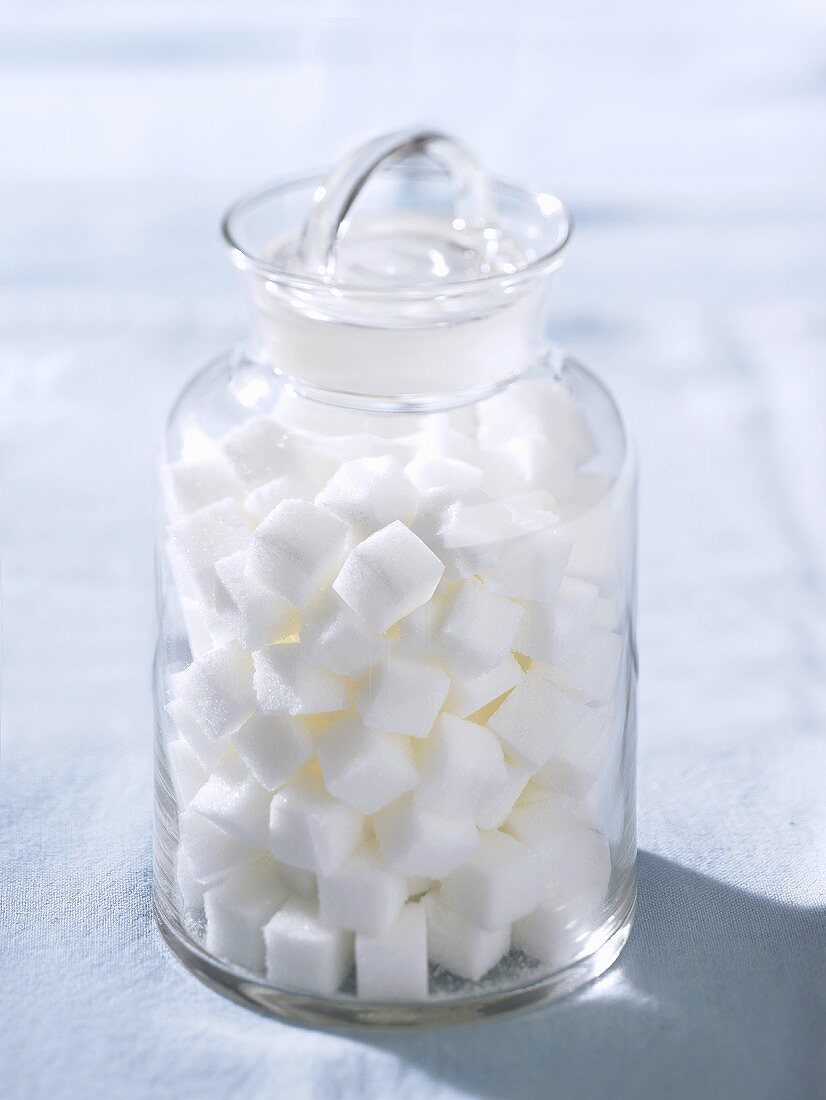 Sugar cubes in a jar