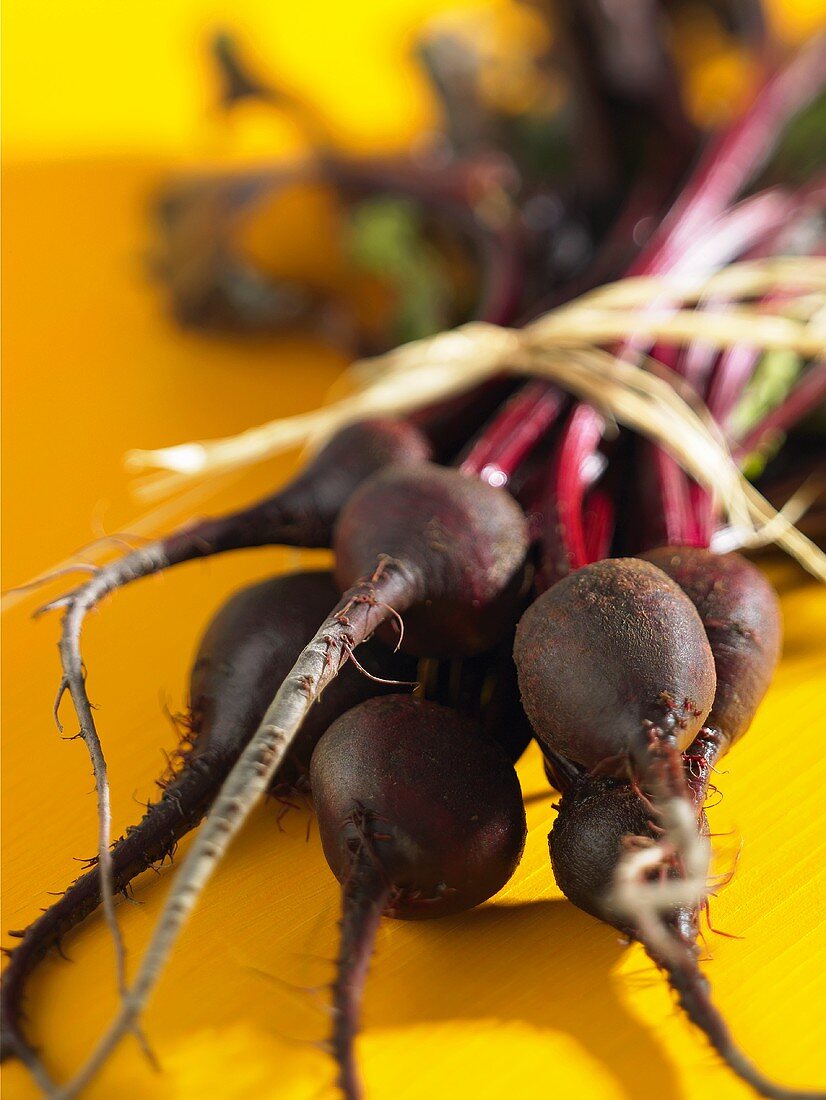 A bunch of young beetroot