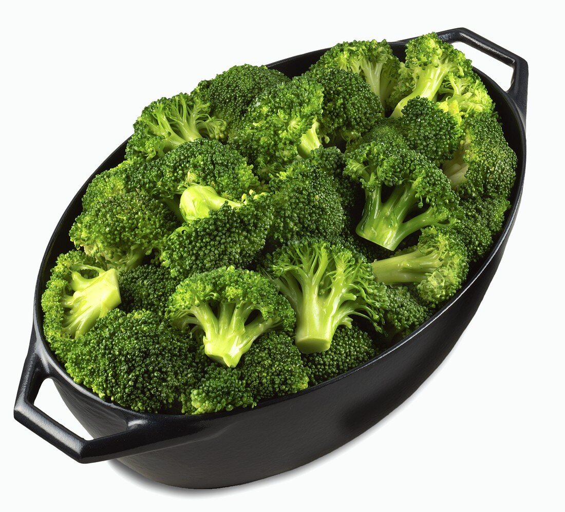 Broccoli in a roasting dish