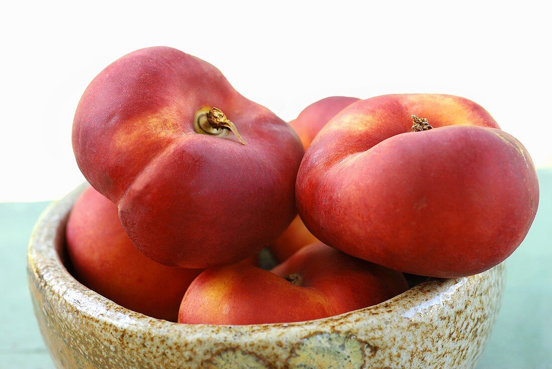 Flat nectarines in a bowl