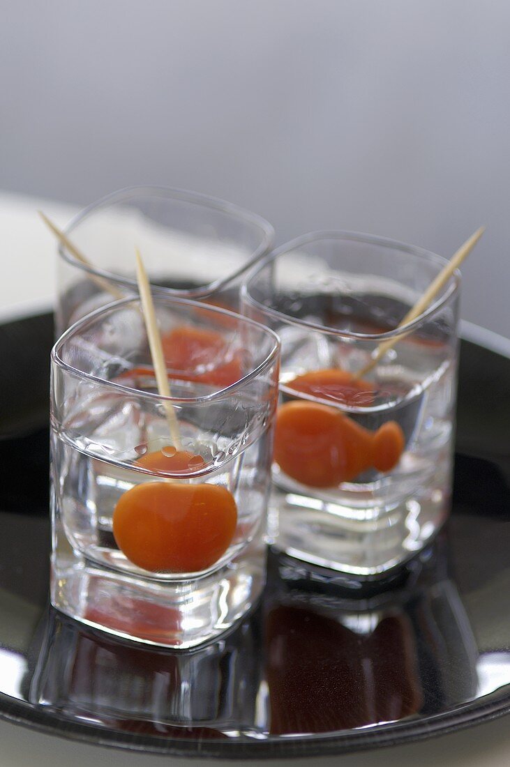 Vodka with cocktail tomatoes