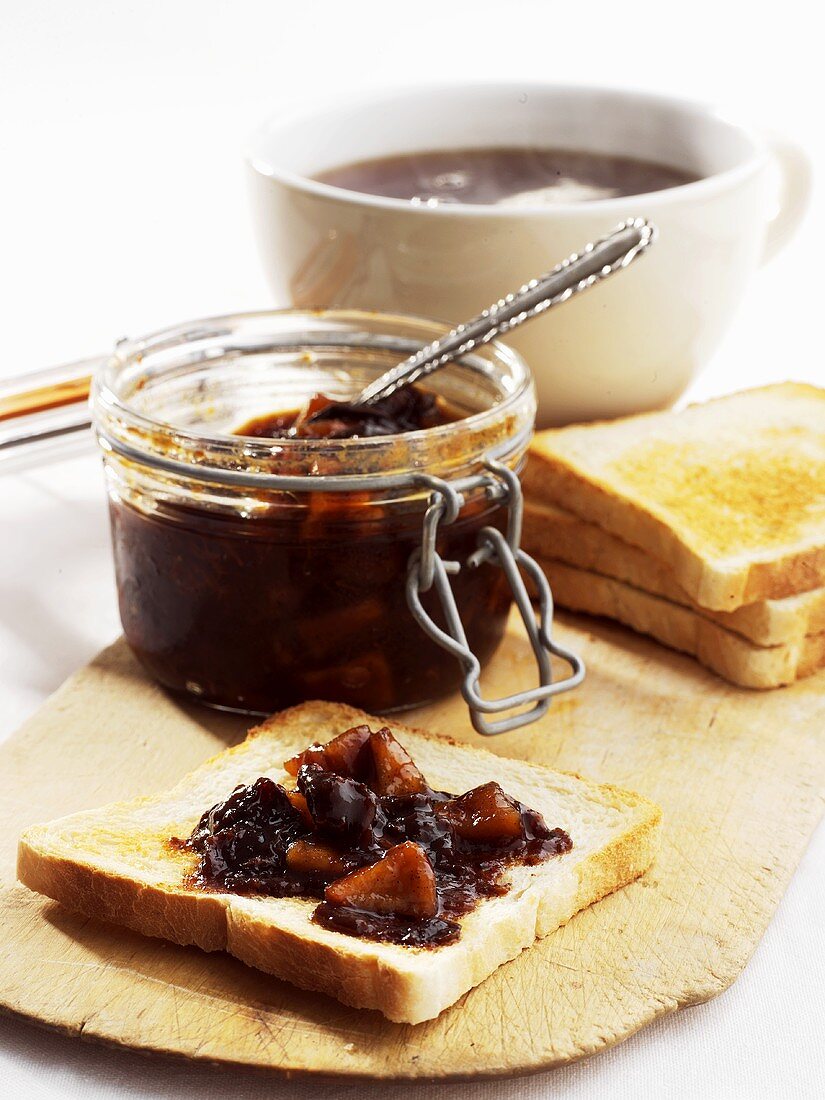 Plum jam on toast