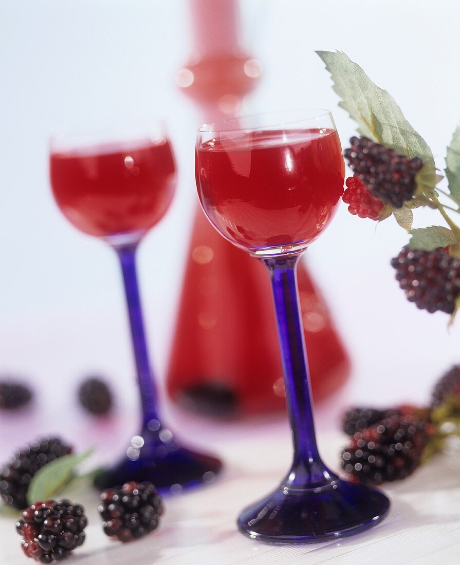 Blackberry liqueur in two glasses