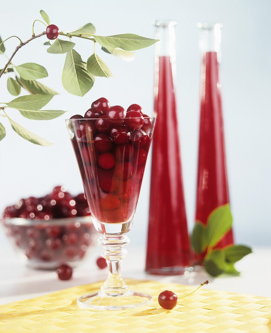 Home-made cherry liqueur