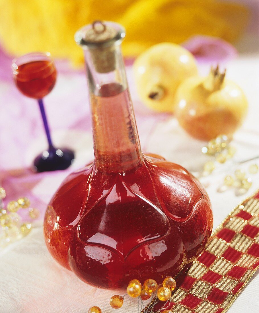 Home-made pomegranate liqueur