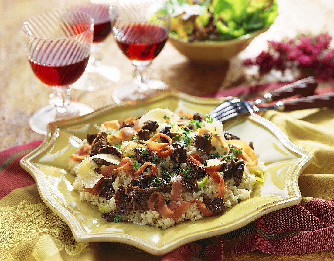 Pfifferlings-Risotto mit Schinken und Parmesan