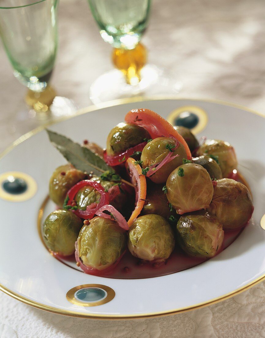 Brussels sprouts with red onions