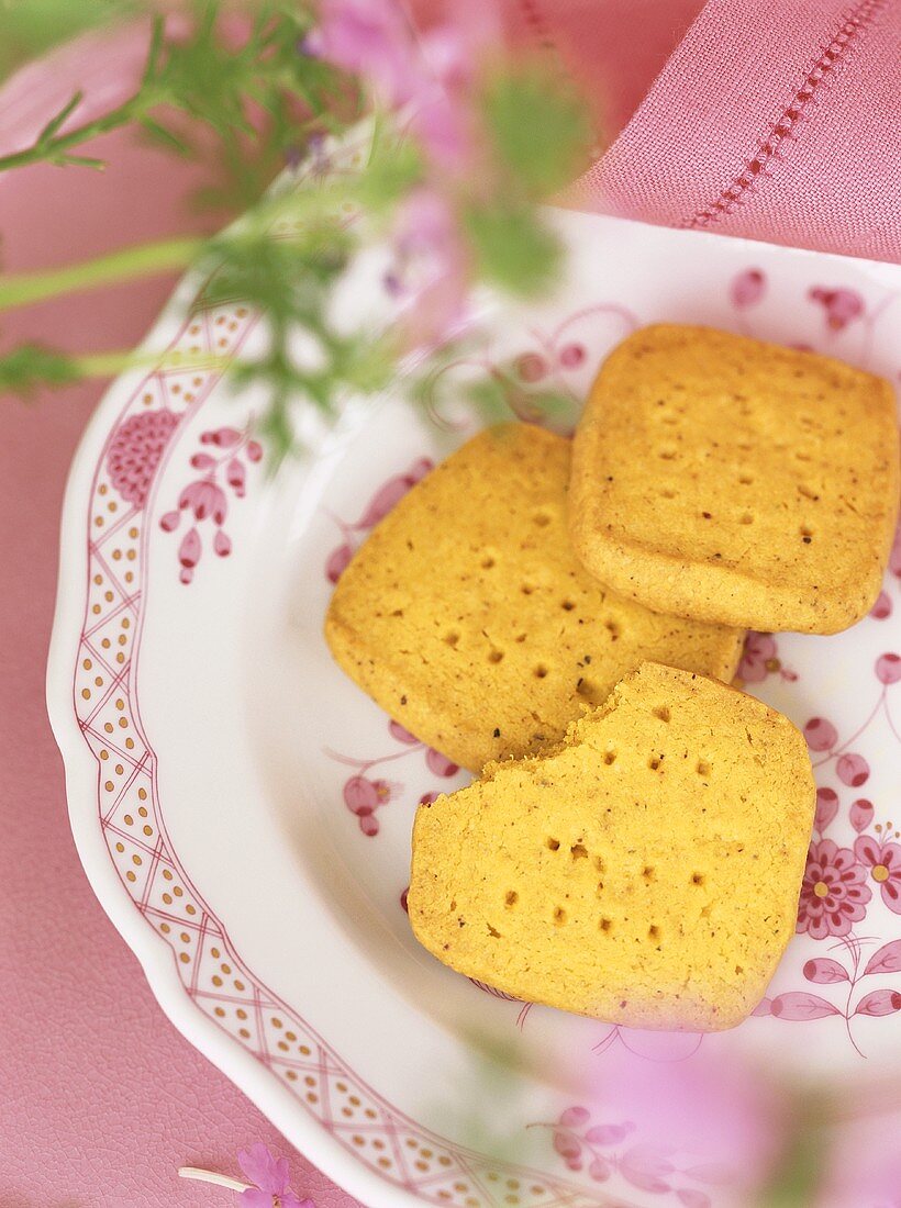 Savoury shortbread on a plate