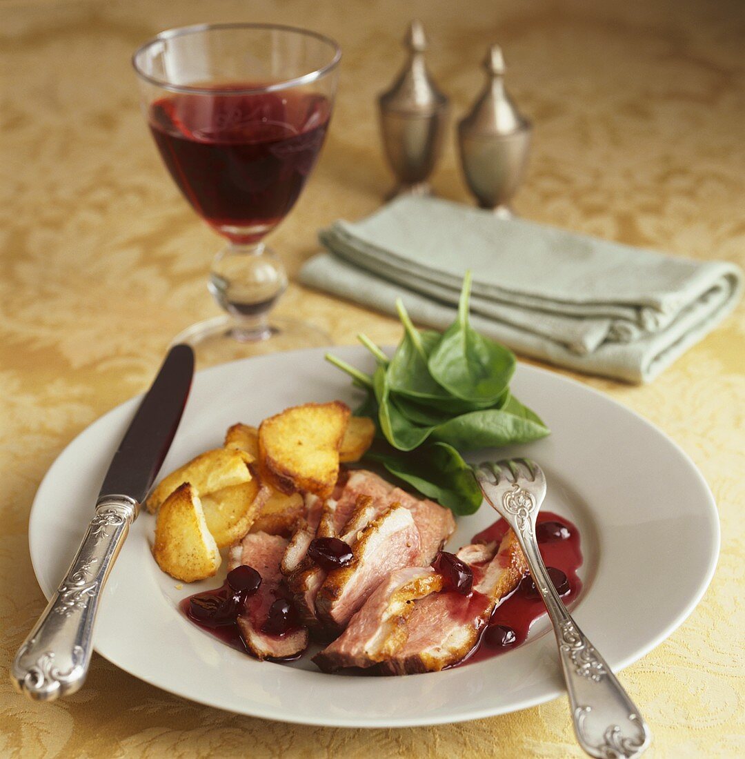Roast duck breast with redcurrant sauce