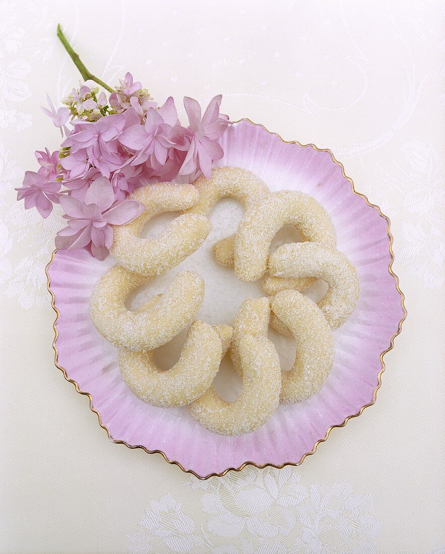 Vanilla crescents on a plate