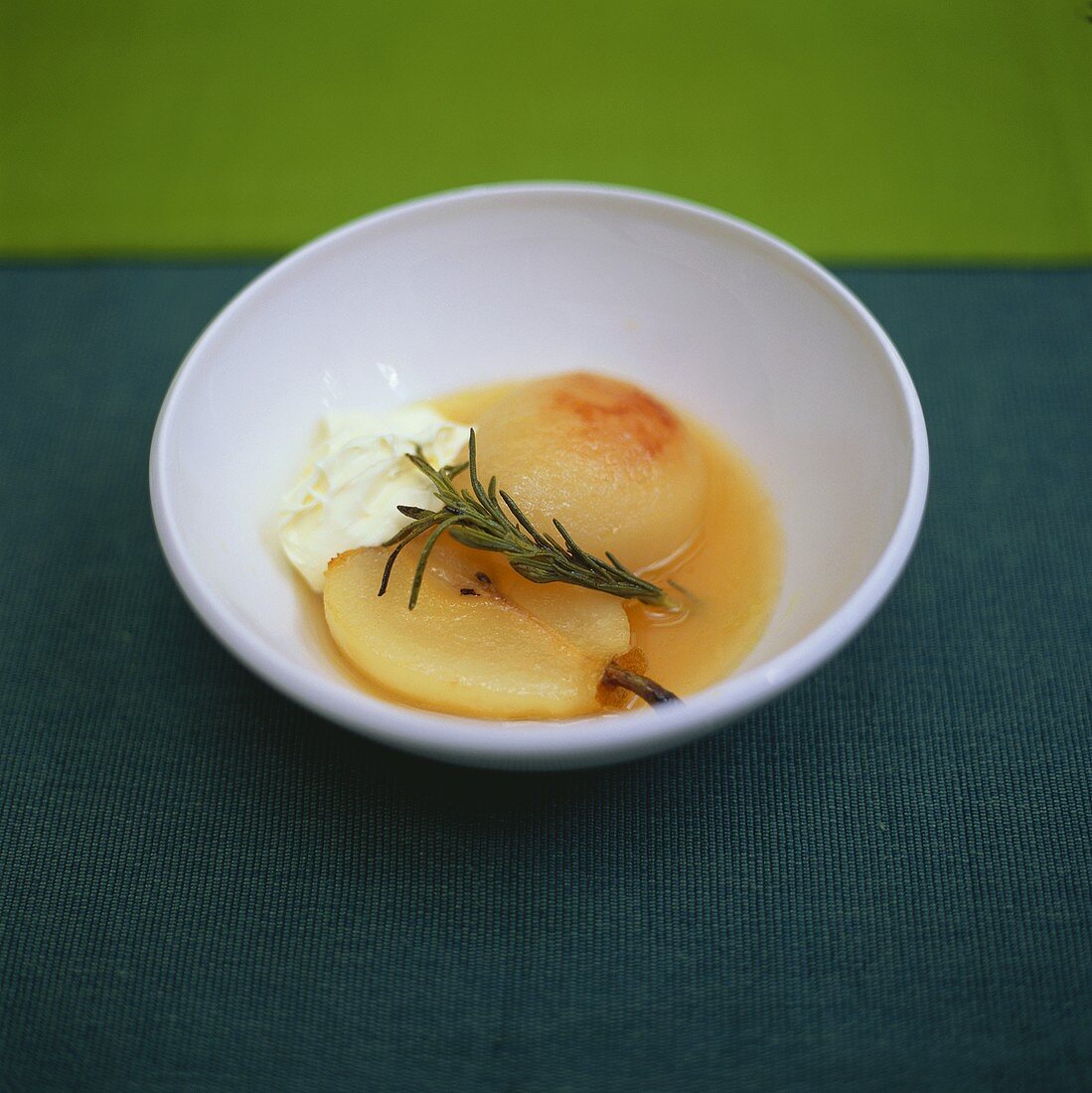 Poached pears with rosemary