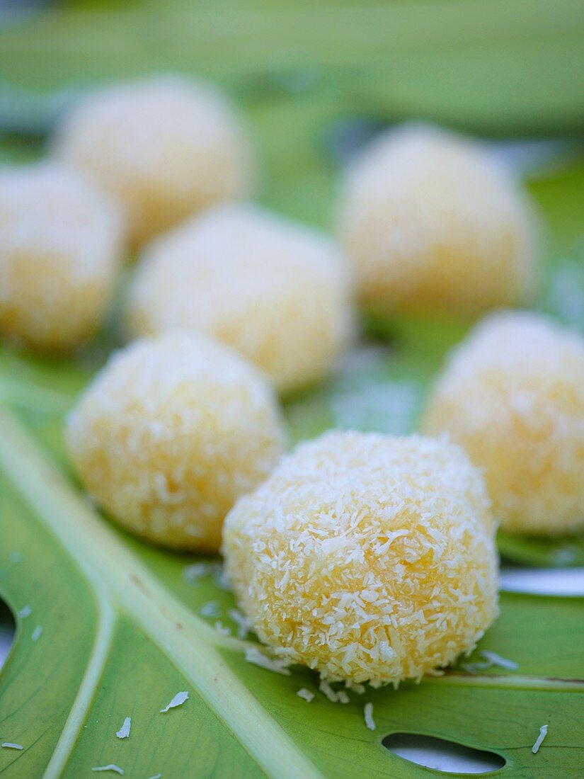 Coconut truffles with grated coconut