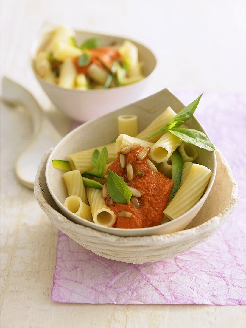 Tortiglioni with tomato pesto