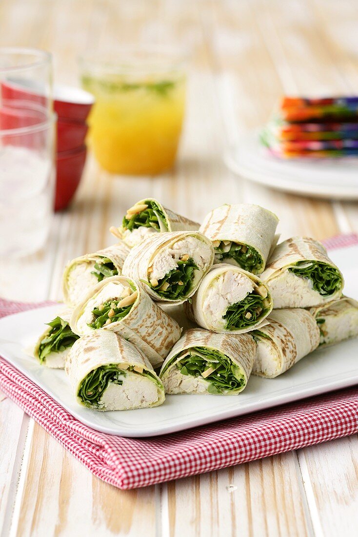 Chicken and rocket wraps