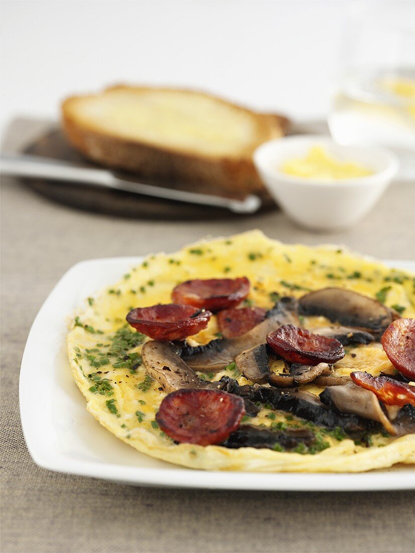 Chorizo and mushroom omelette