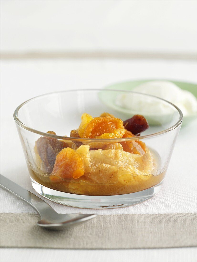 Dried fruit puree with orange syrup