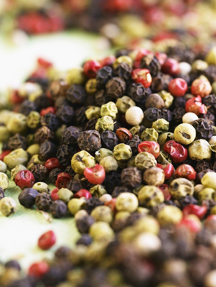 Different coloured peppercorns