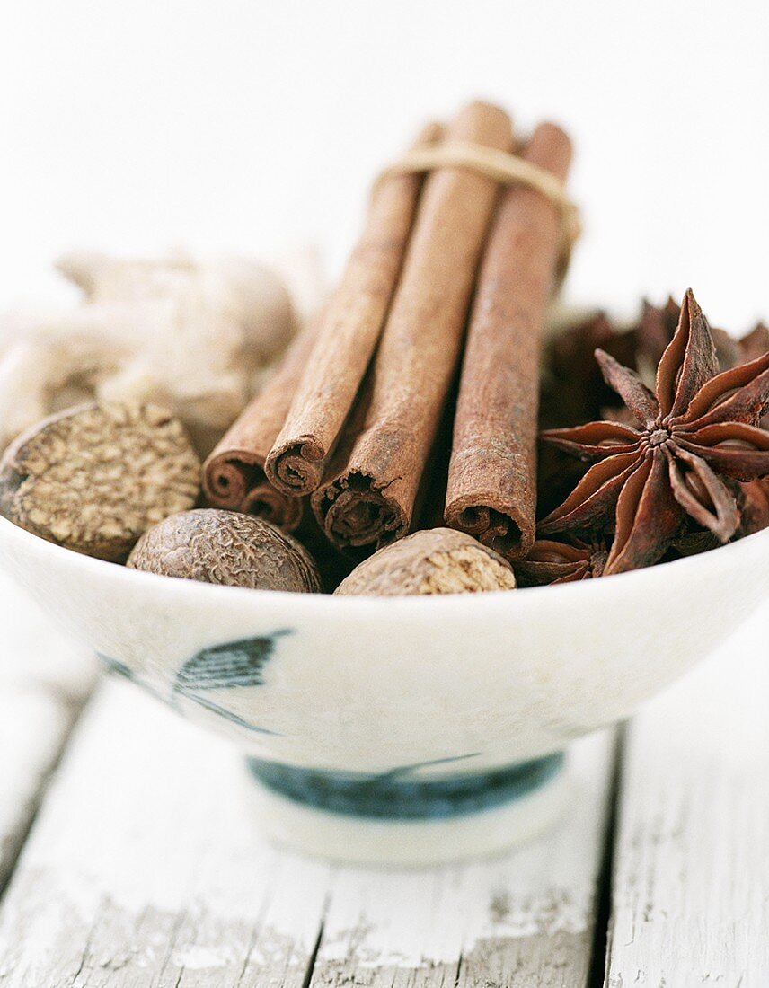 Assorted spices in a small bowl