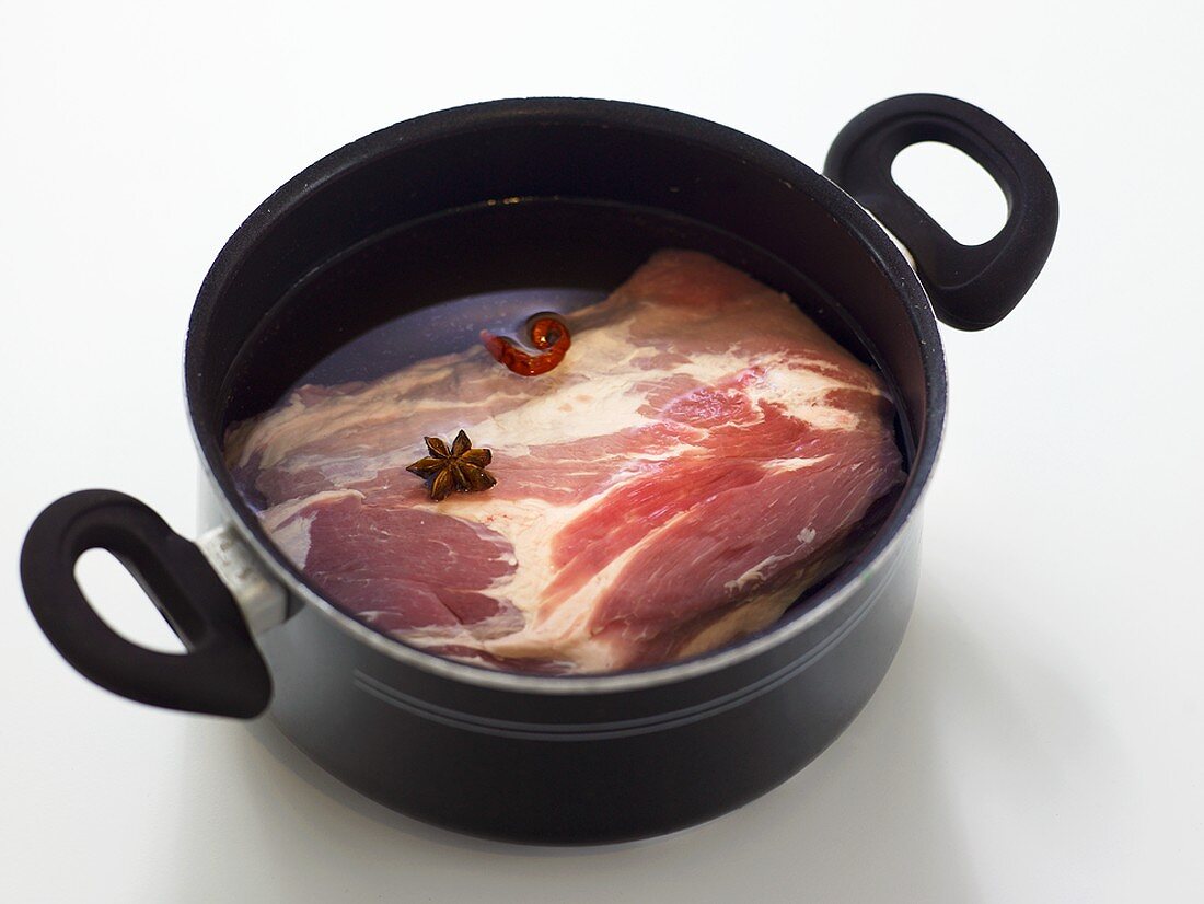 Pork in cooking liquid