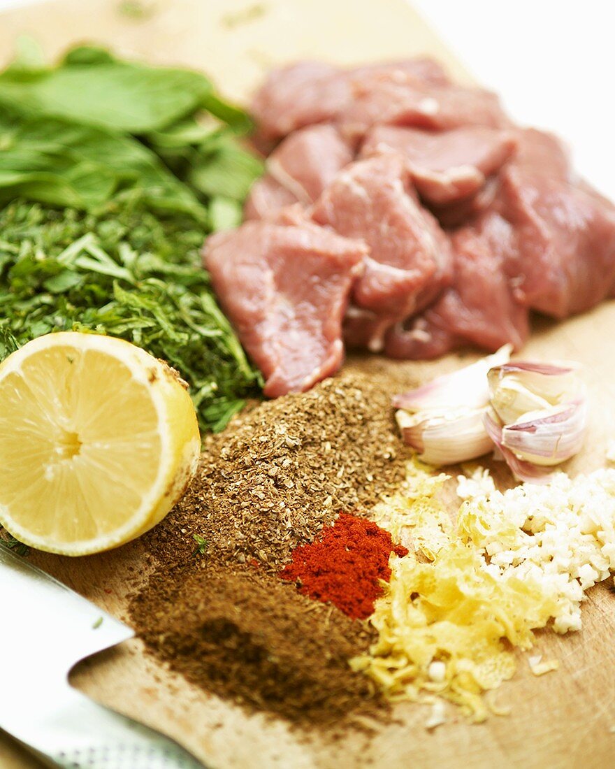 Ingredients for lamb kebabs
