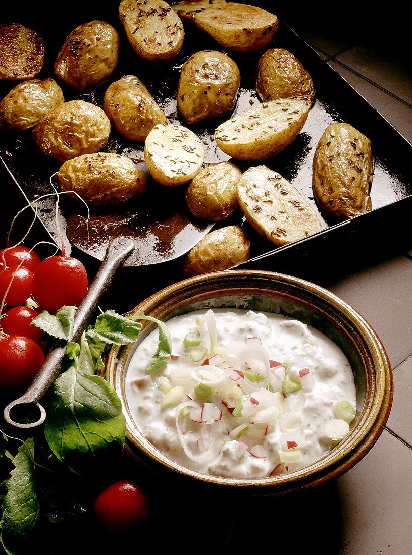 Baked Potatoes with Cream Cheese & Herbs