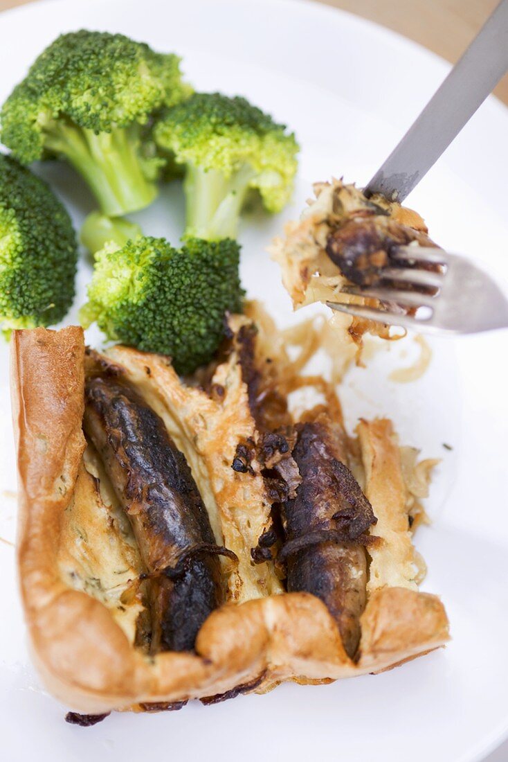 Toad-in-the-hole with broccoli