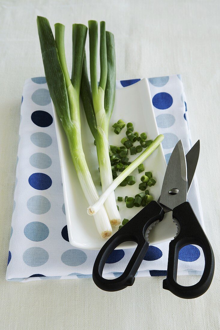Spring onions and chopped chives