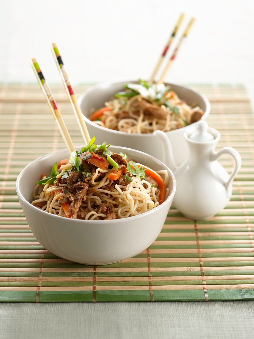 Pork and vegetable dish with noodles