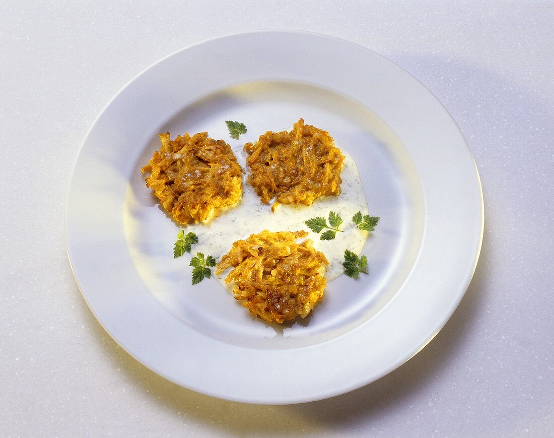 Carrot Pancakes with Chervil-Cream Cheese Mousse