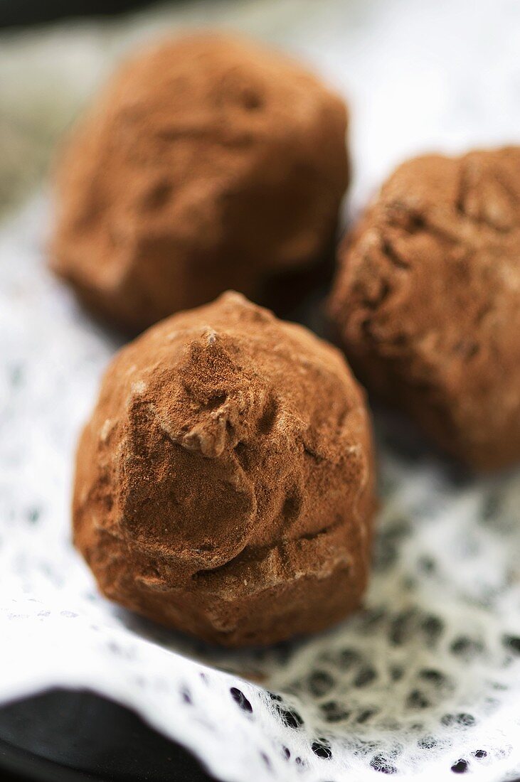 Three chocolate truffles