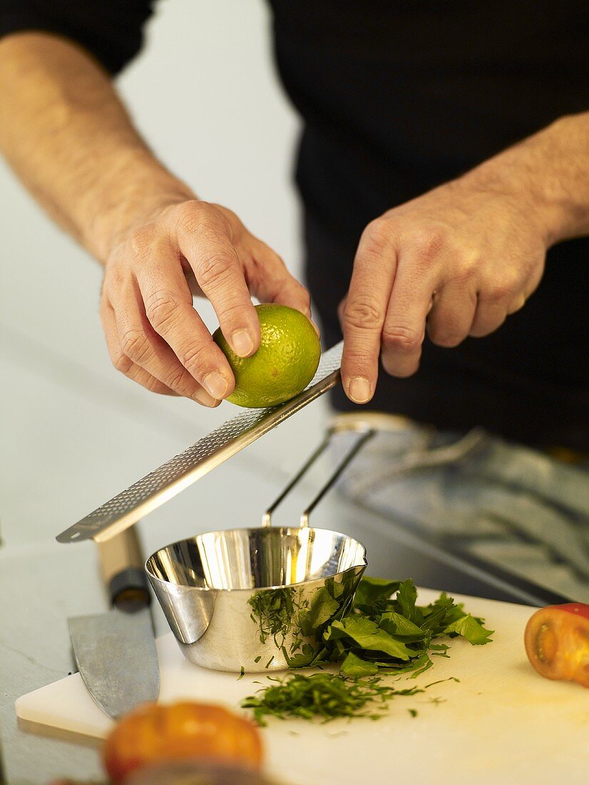 Grating lime peel