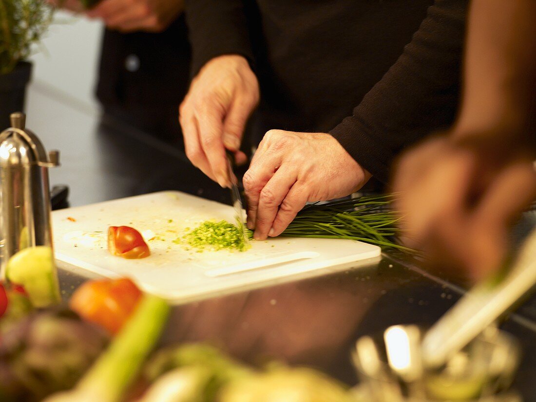 Chopping chives