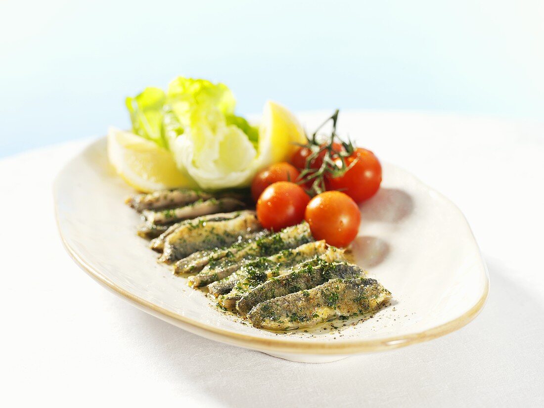 Fried herring fillets with parsley