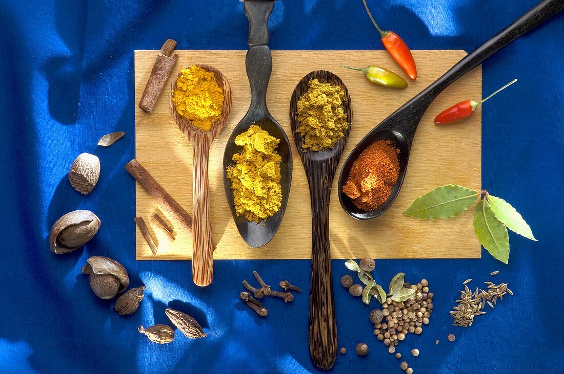 Various types of curry powder