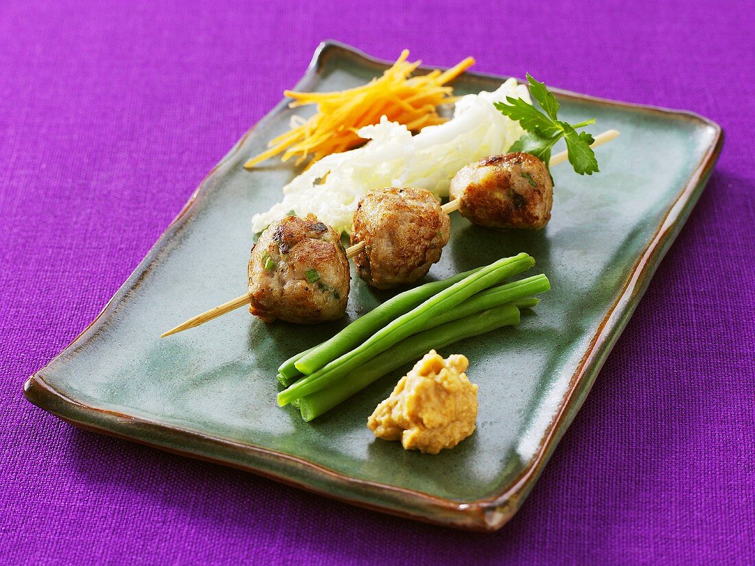 Chicken balls on a skewer