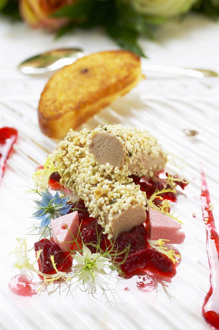 Goose liver parfait with pepper coating