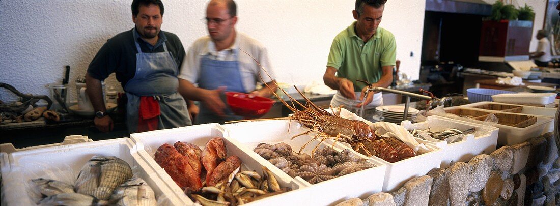 Fische und Meeresfrüchte auf einem Markt