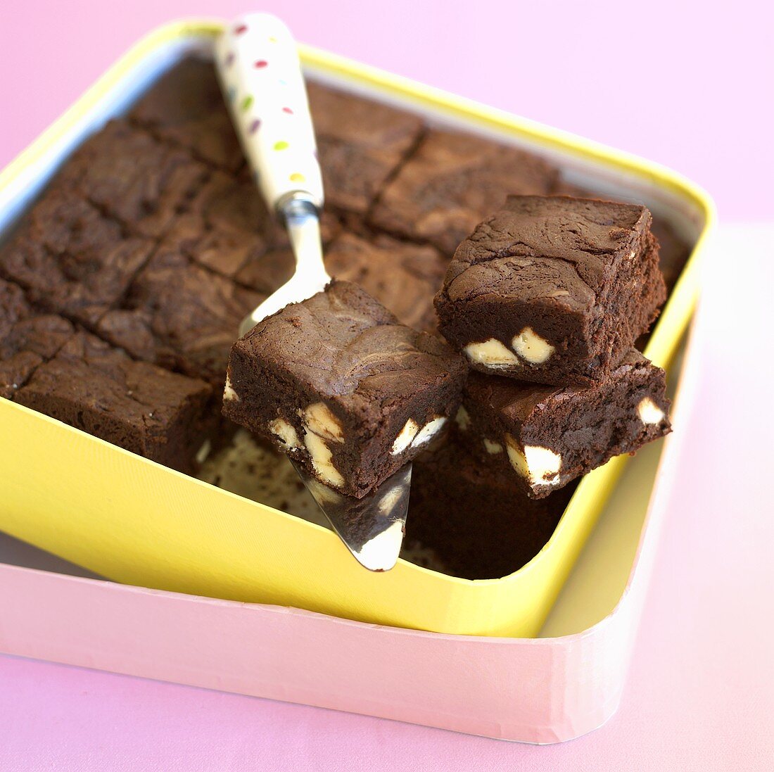 Chocolate brownies in a box