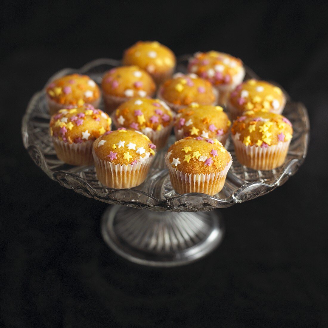 Mini muffins with star sprinkles