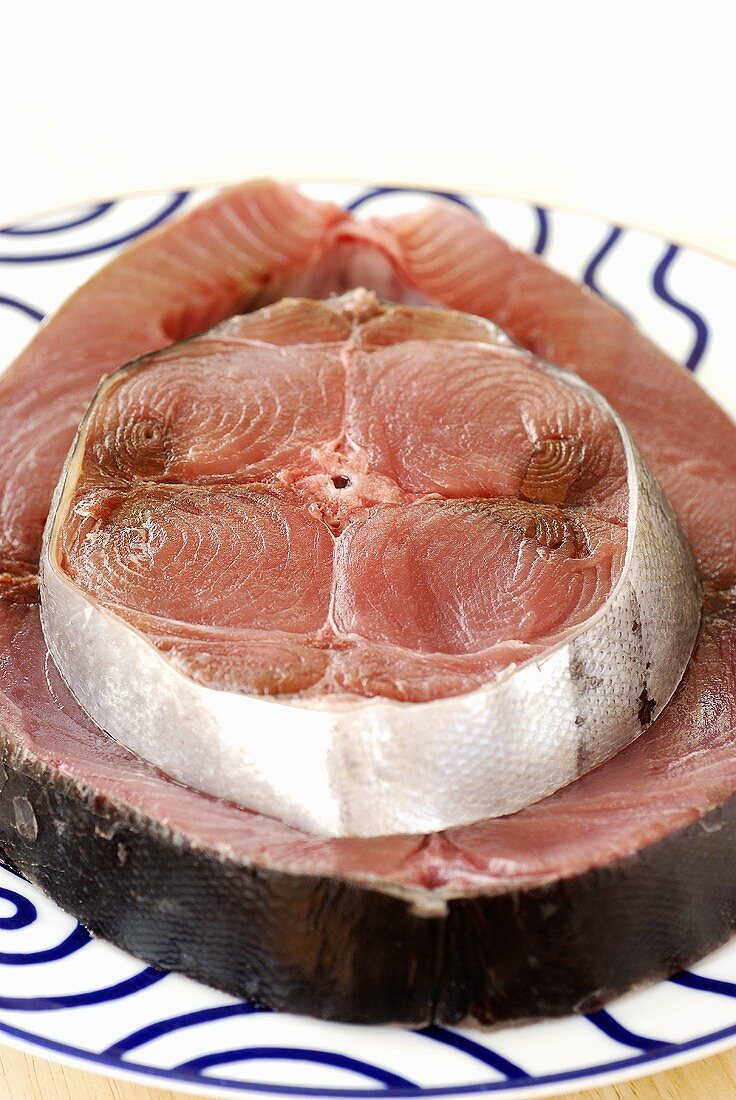 Two raw tuna steaks