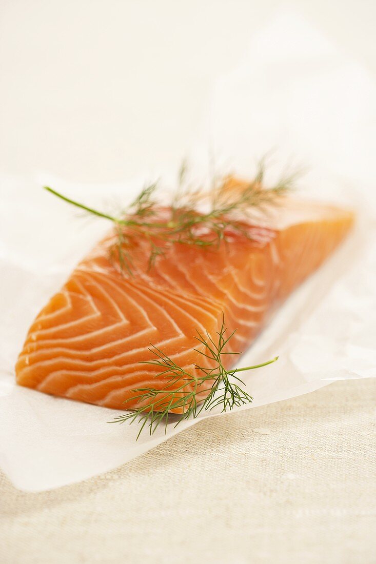 A salmon steak with dill