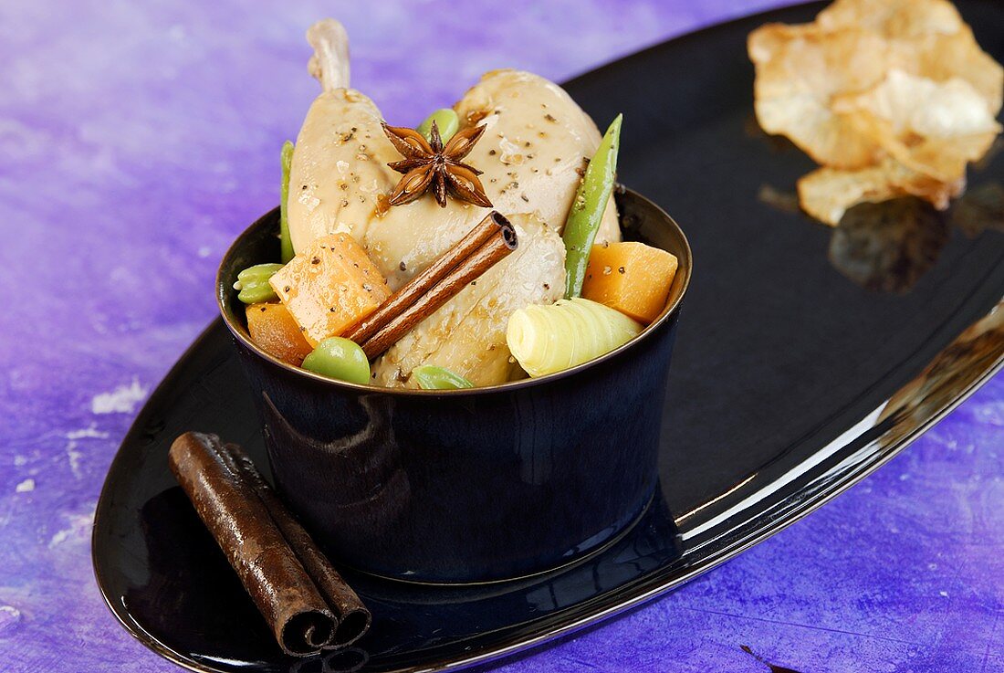 Pot au feu (Chicken and vegetable stew, France)