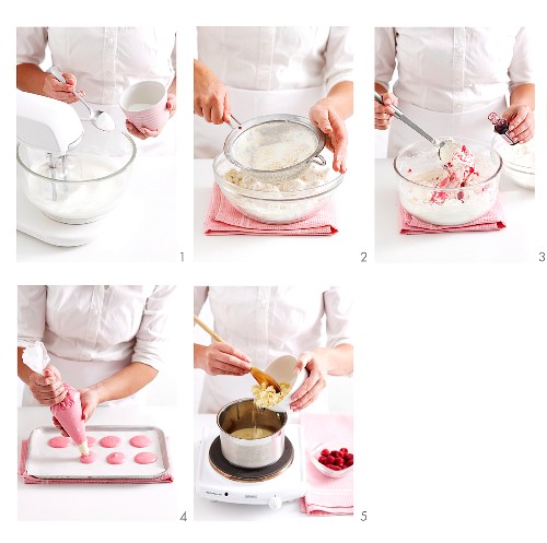 Himbeer-Macarons mit weißer Schokoladencreme zubereiten