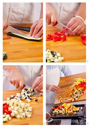 Vegetables being diced