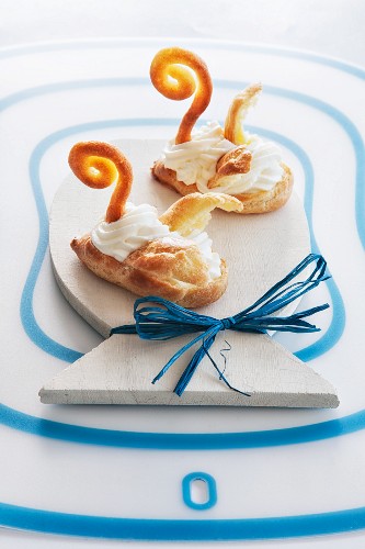 Choux pastry swans