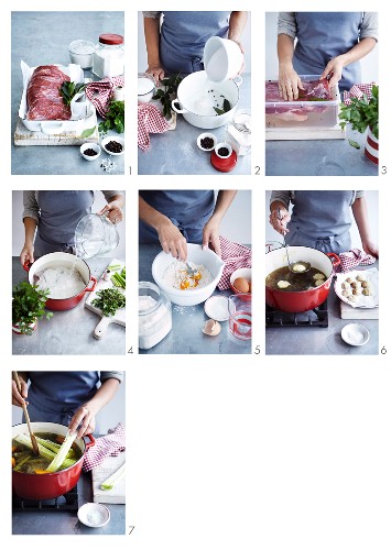 Making boiled beef with dumplings